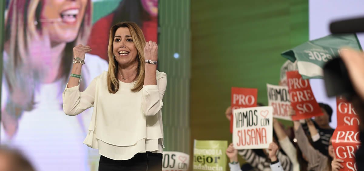 La presidenta de la Junta de Andalucía y candidata del PSOE-A, Susana Díaz, durante un acto de campaña.