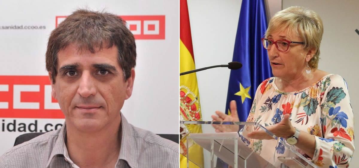 Antonio Cabrera, secretario general de la Federación de Sanidad y Sectores Sociosanitarios de CCOO, y Ana Barceló, consejera de Sanidad de la Comunidad Valenciana