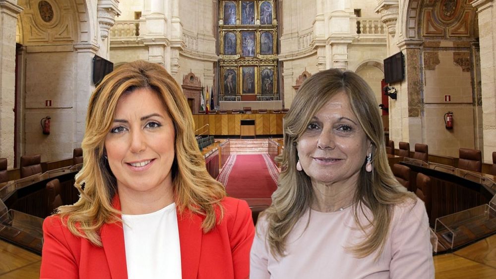 La presidenta de la Junta de Andalucía y la consejera de Sanidad