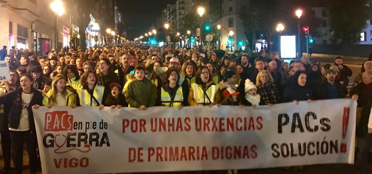 Instantánea de la manifestación por la sanidad pública celebrada en Vigo.