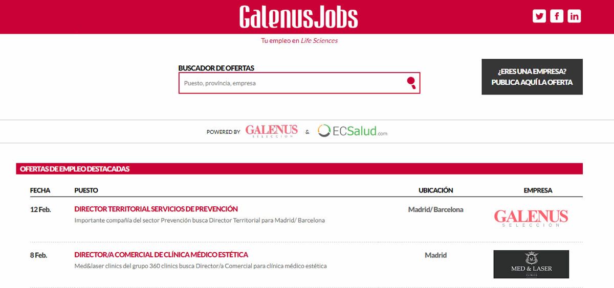 Galenus Jobs, portal de empleo Life Sciences