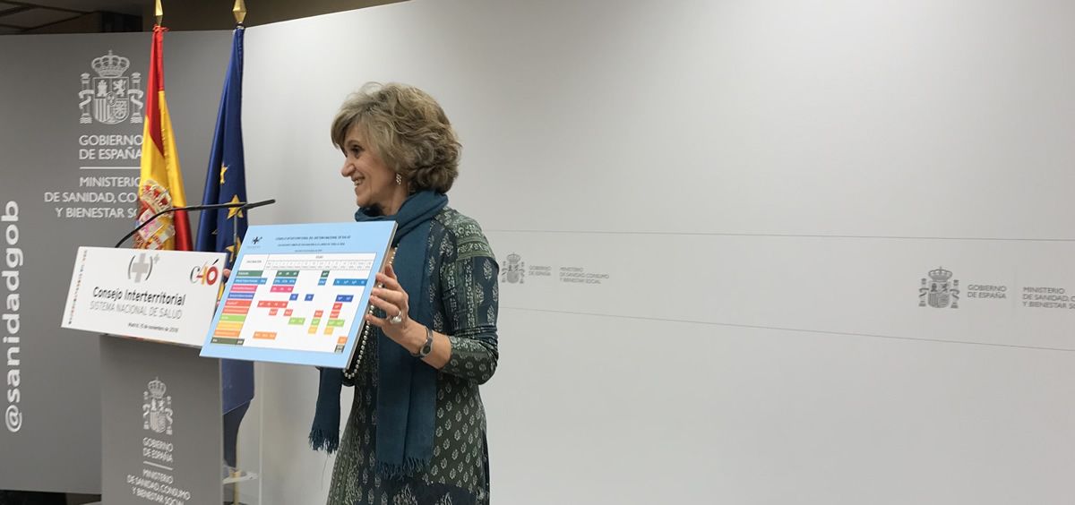 María Luisa Carcedo, ministra de Sanidad en funciones, en la presentación del calendario vacunal único. (Foto. ConSalud)