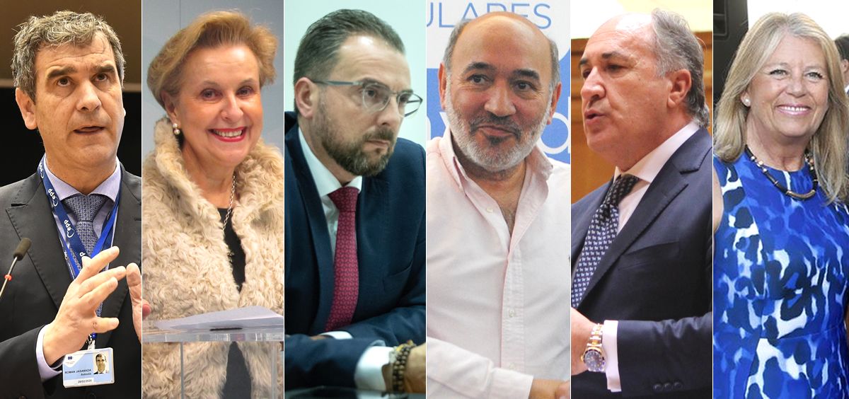 De izq. a der.: Antonio Román, Carmen Quintanilla, Bienvenido de Arriba, José Manuel Aranda, Juan Ignacio Landaluce y Ángeles Muñoz.