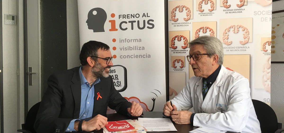 Julio Agredano, presidente de Freno al Ictus y Exuperio Díez, presidente de la Sociedad Española de Neurología