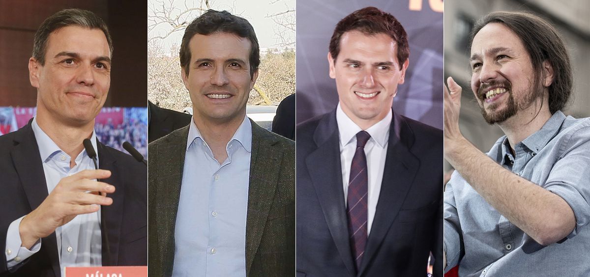 Los líderes de PSOE, PP, Ciudadanos y Podemos: Pedro Sánchez, Pablo Casado, Albert Rivera y Pablo Iglesias.