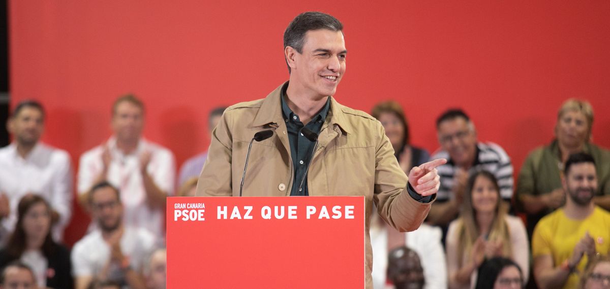 Pedro Sánchez, secretario general del PSOE, durante un mitin.