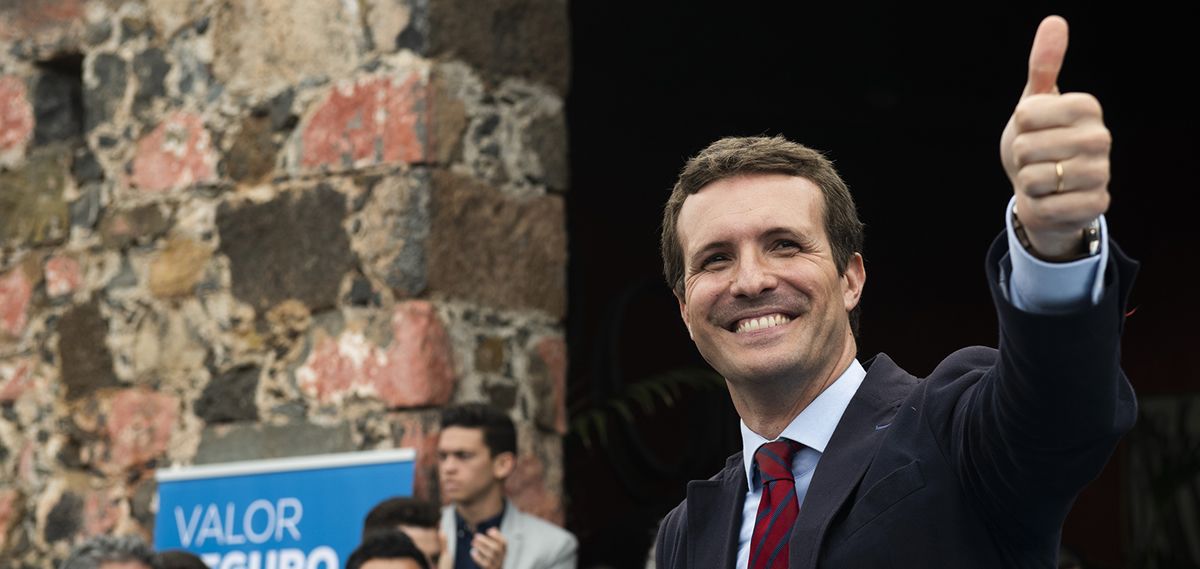 Pablo Casado, en un reciente mitin durante la campaña electoral.