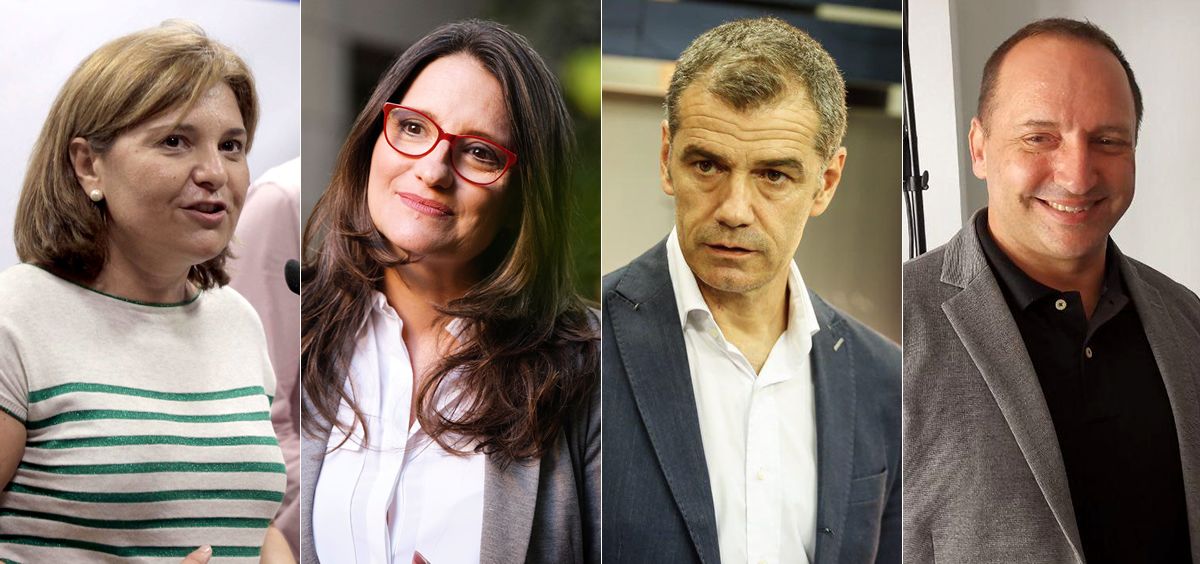Candidatos a presidir la Generalitat Valenciana: Isabel Bonig (PP), Mónica Oltra (Compromís), Toni Cantó (Ciudadanos) y Rubén Martínez Dalmau (Unides Podem-EU).