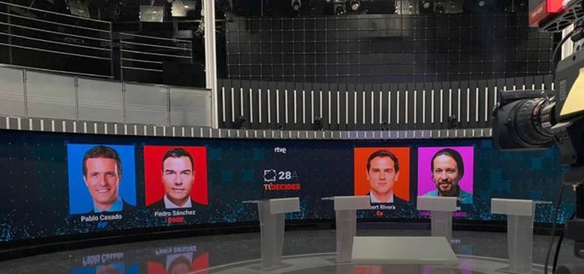 Imagen de RTVE sobre el debate de este lunes entre los distintos líderes políticos