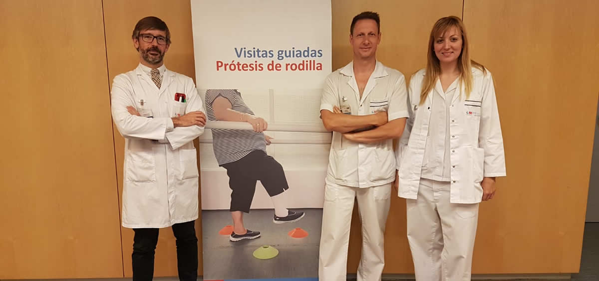 Dr. Bau, Recio y Santa Escolástica, responsables de las sesiones informativas a pacientes programados para prótesis de rodilla por protocolo fast track en el RJC
