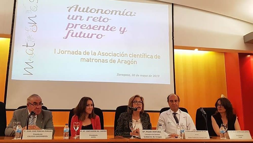La titular de la Consejería de Sanidad del Gobierno de Aragón, Pilar Ventura, en el centro de la imagen